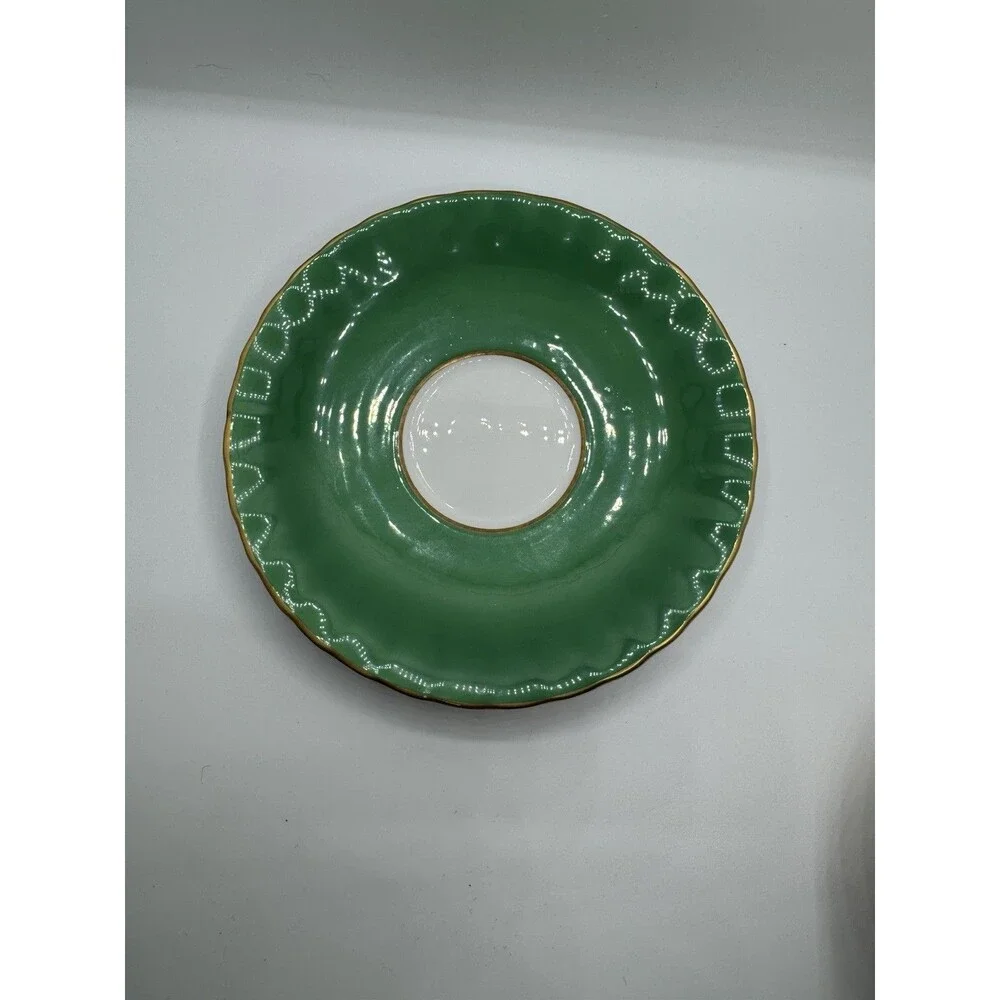 Aynsley England Bone China Fruit Tea Cup & Saucer Set, Green/Gold, 2-Piece